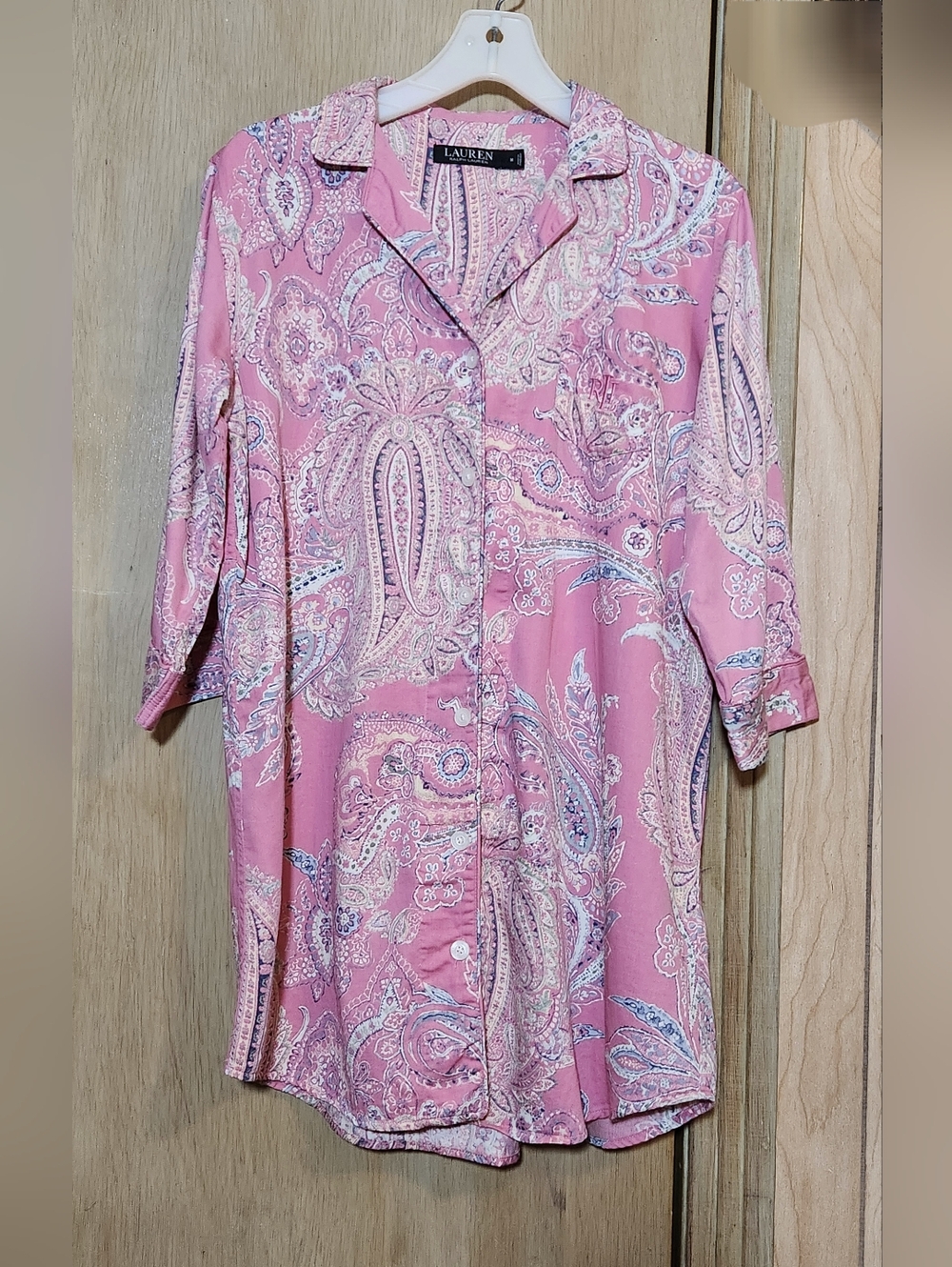 Lauren Ralph Lauren Pink Paisley Sleep Shirt Womens Sz Med